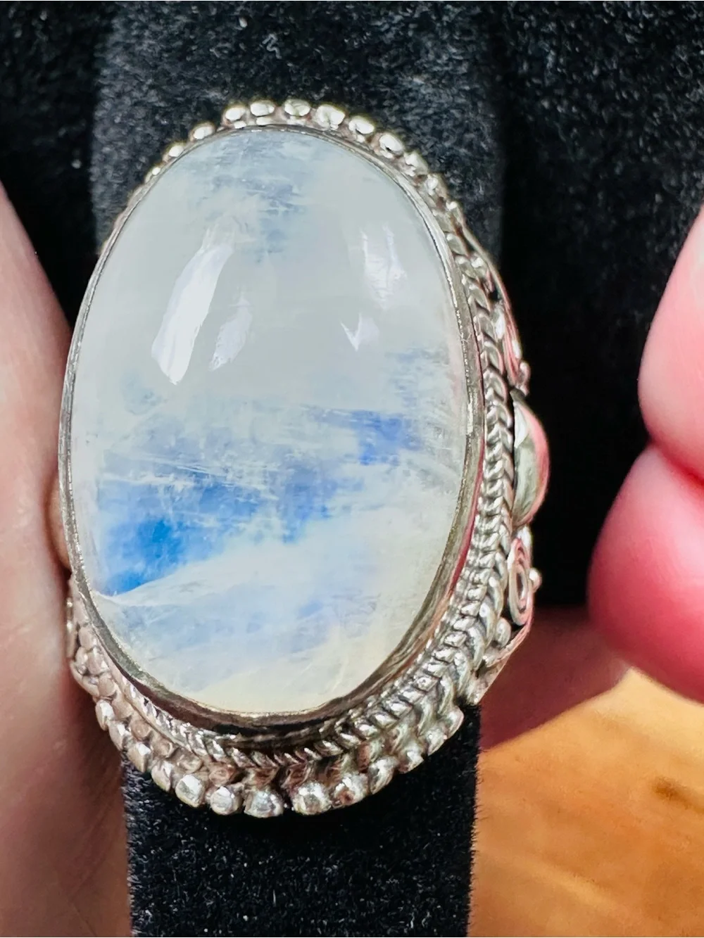 Handmade Rainbow Moonstone Statement Ring | Sterling Silver | One of a Kind